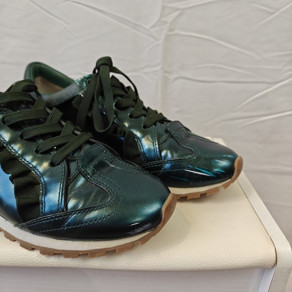 Tory Burch Sport Green Metallic Athletic Lace-up Shoes Sneakers Size 8 Women's - Picture 2 of 14